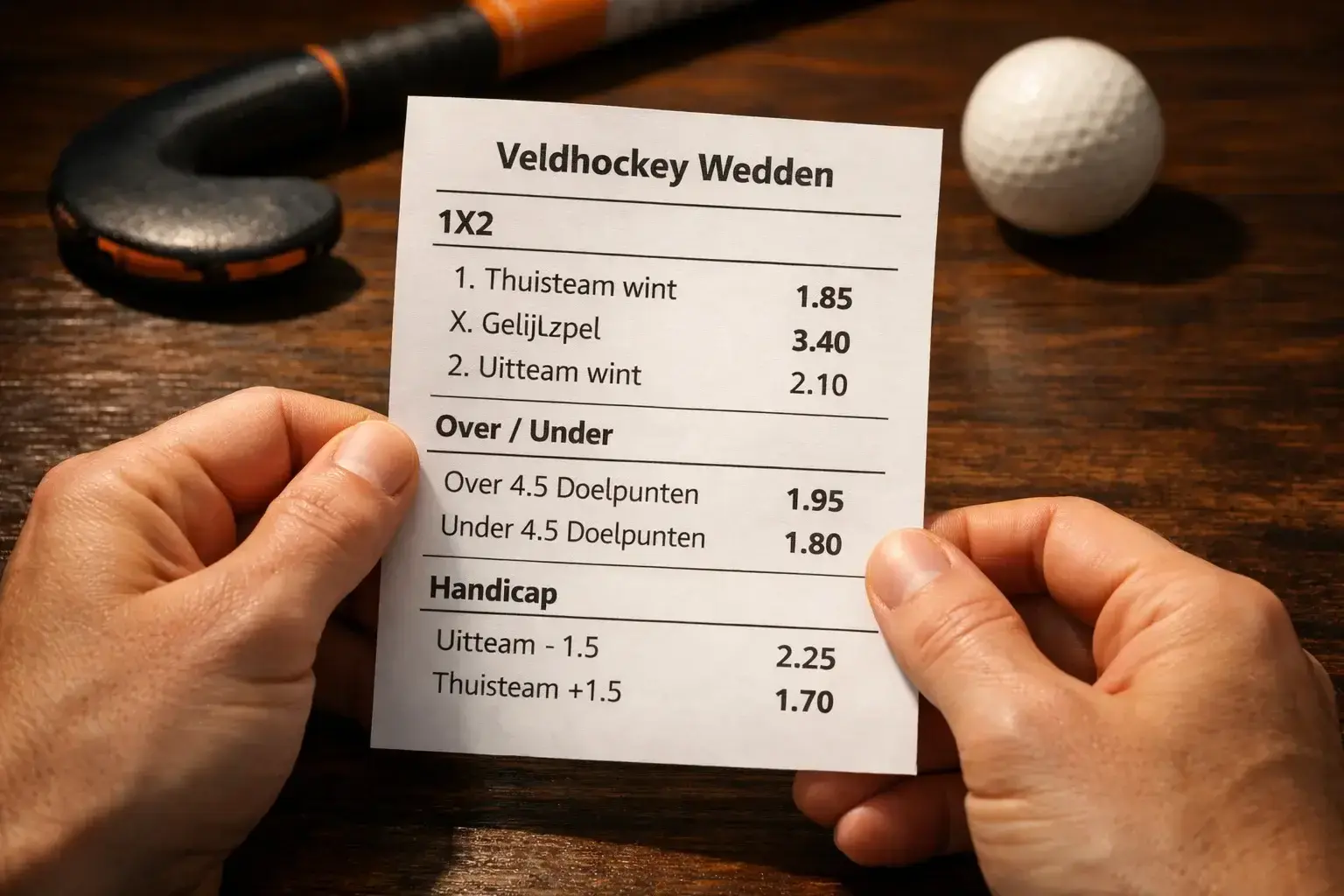 Soorten hockey weddenschappen uitgelegd met wedformulier